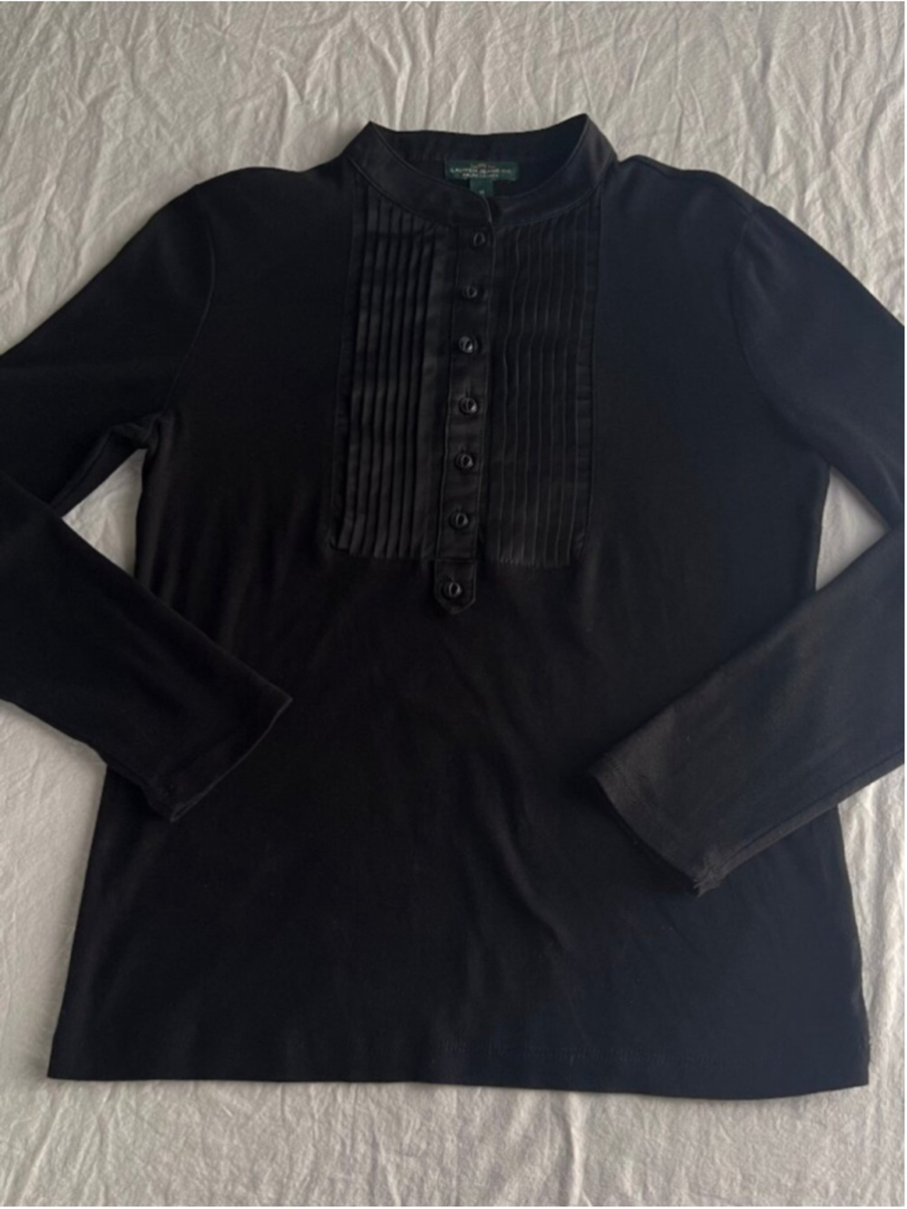 Vintage Y2K Ralph Lauren Lauren Jeans Co. Black Tuxedo Pleated Bib Top Sz M - Picture 6 of 10